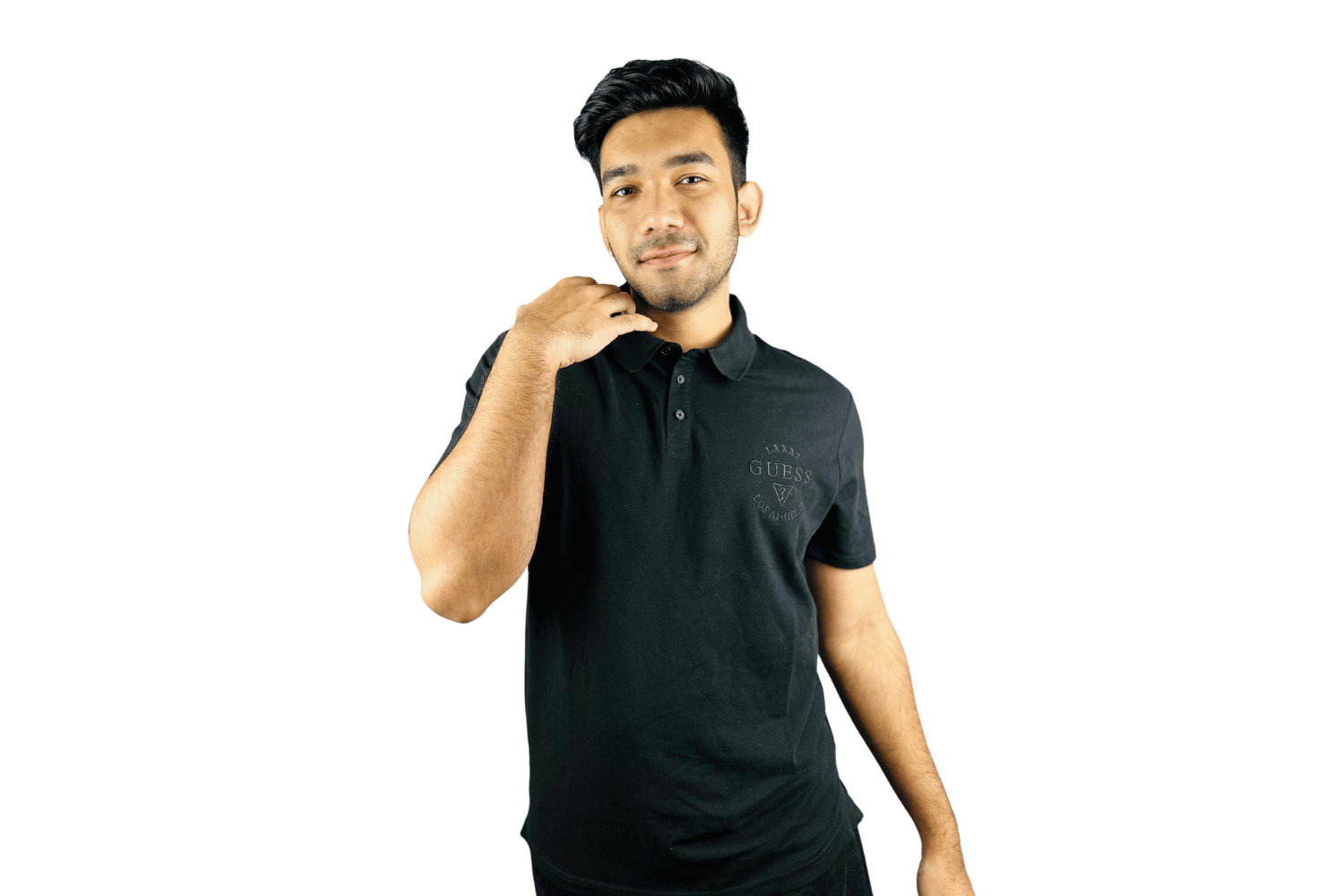 Guess Obsidian Elegance: Premium Black Polo T-Shirt