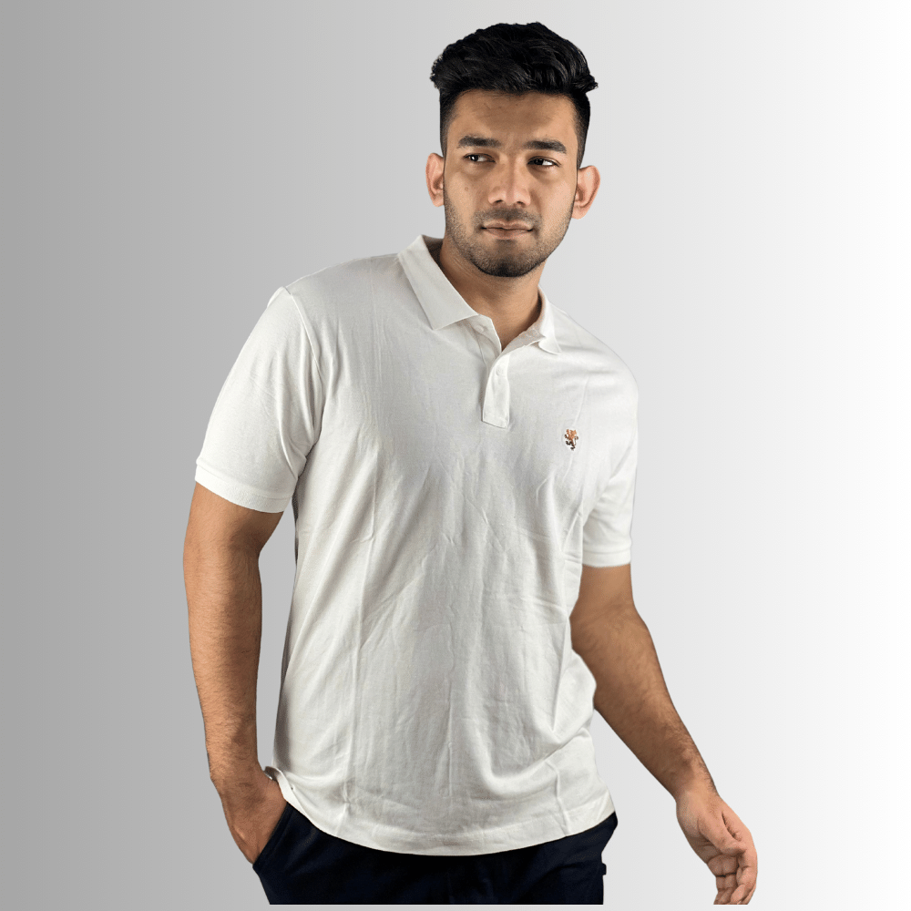 Timeless White Cotton Polo Shirt Exclusive on Stunner Mart