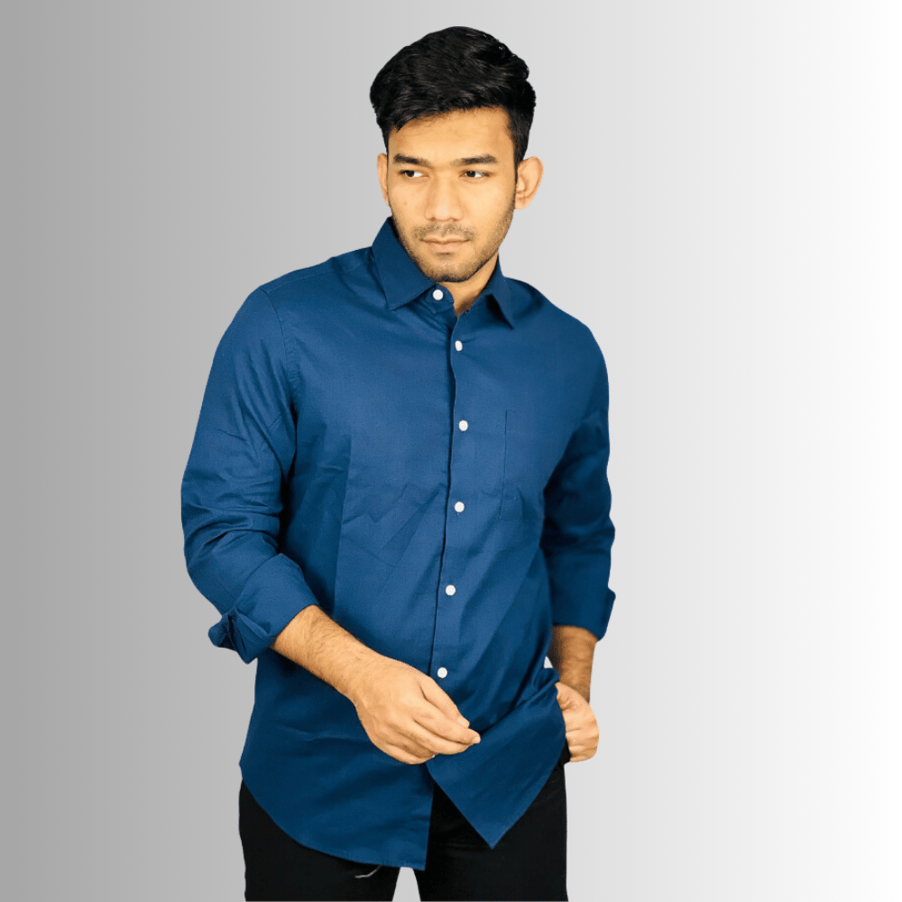 Full Sleeve Shirt: Summer Comfort in Elegant Blue
