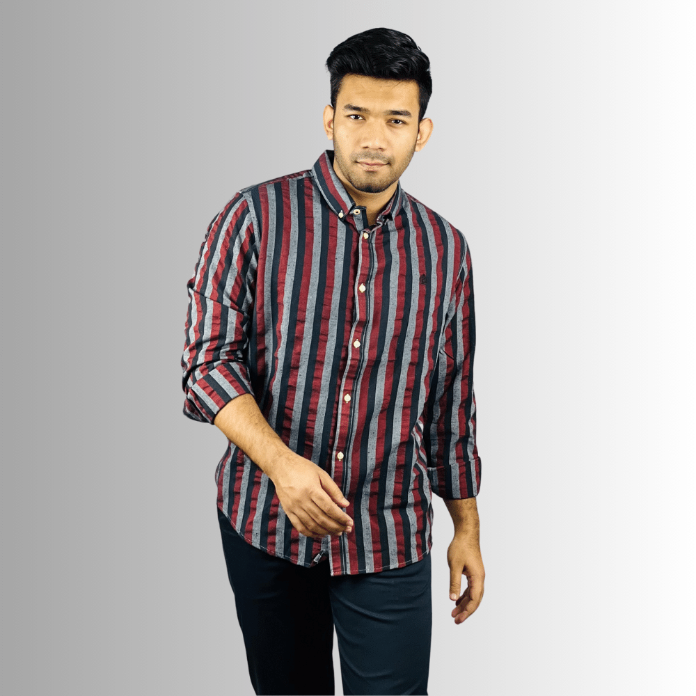 Stunner Mart Men's Full Sleeve Shirt: Black Maroon Ash Check