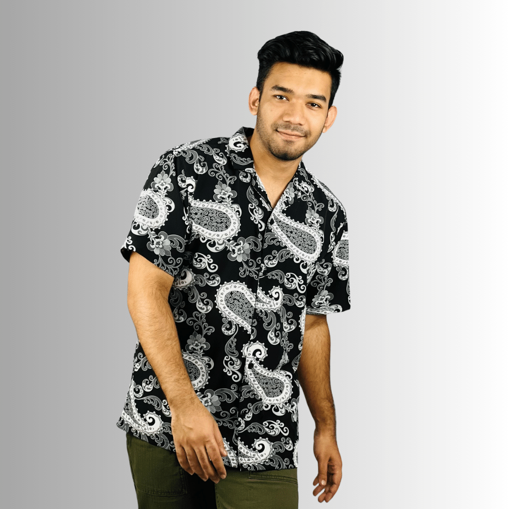 Stunner Mart Black Hawaiian Shirt: Printed Design