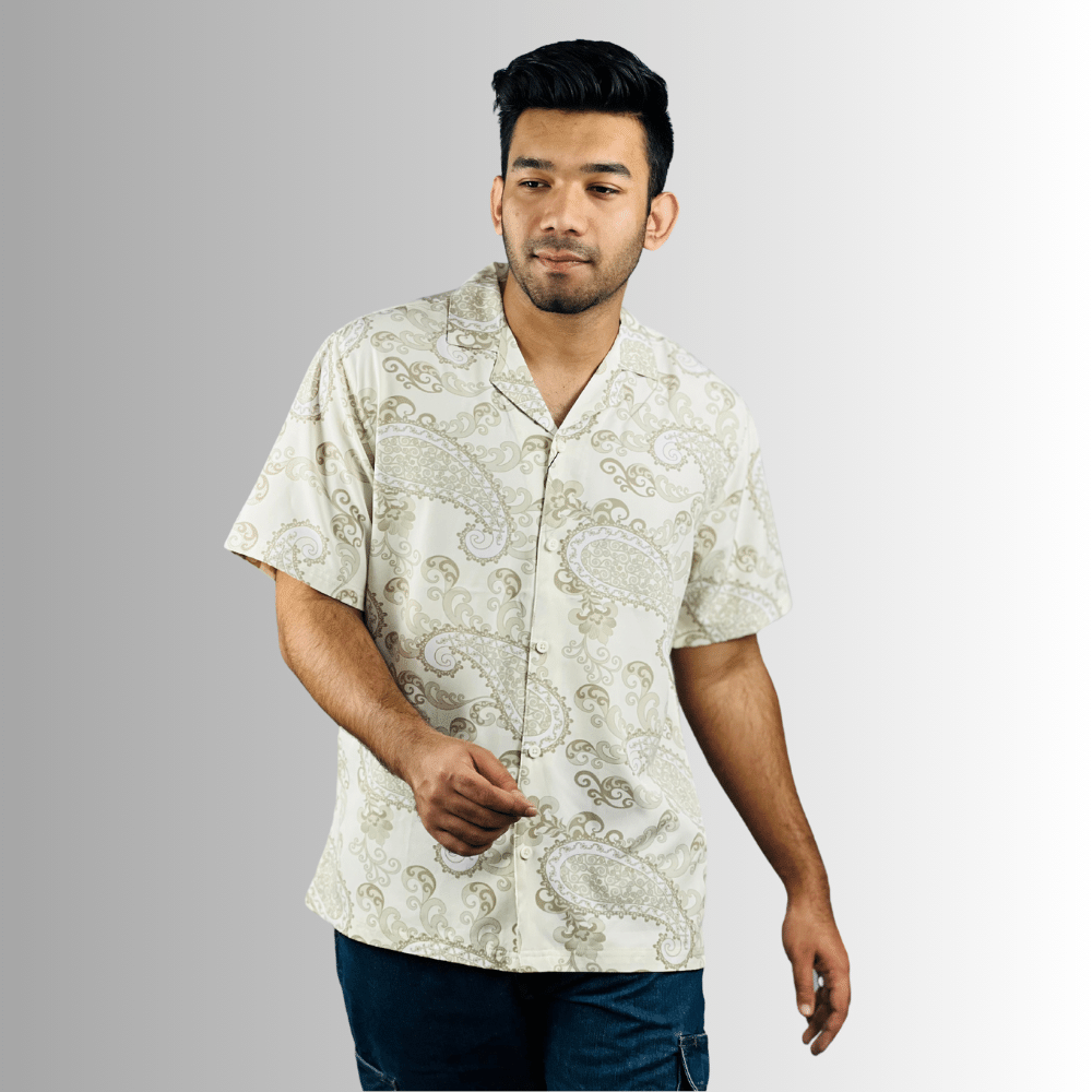 Coastal Cream: Island Breeze Half-Sleeve Shirt in Serene Cream