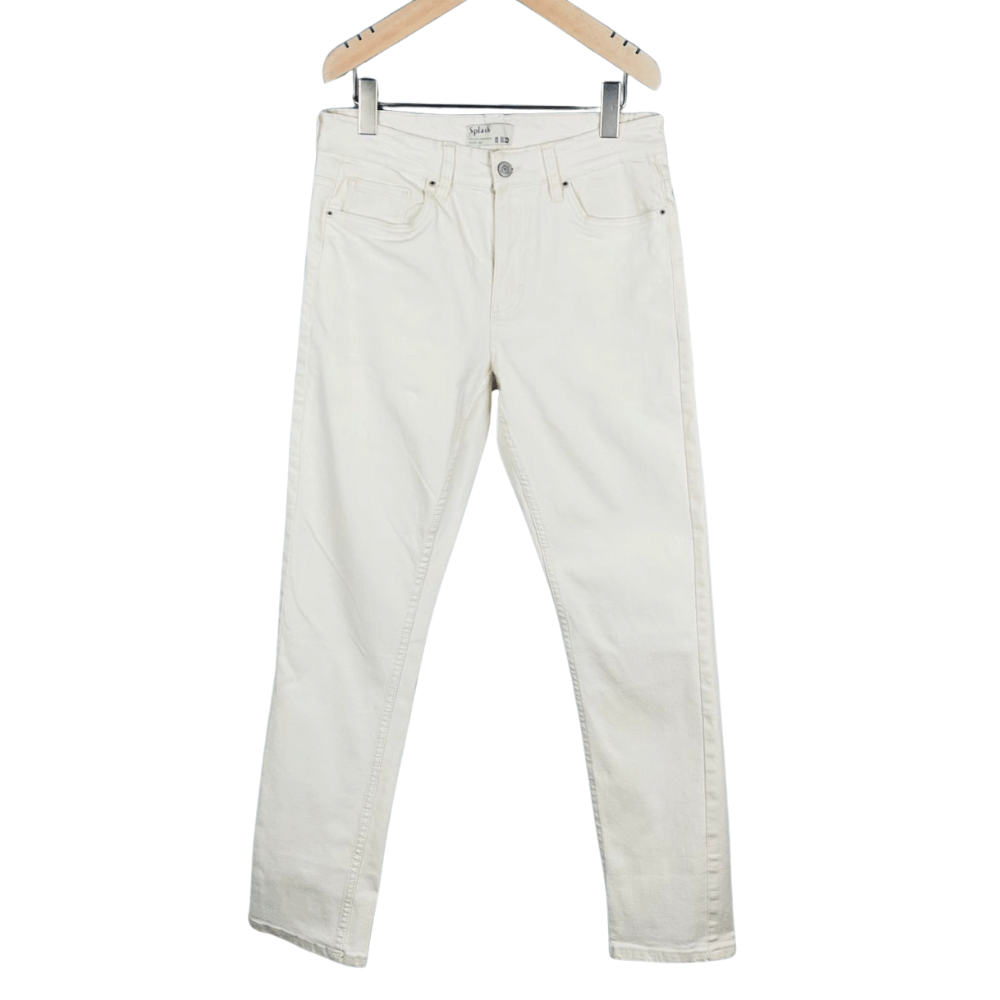 Stunner Mart Elegance: Premium Comfort White Slim-Fit Denim Pants