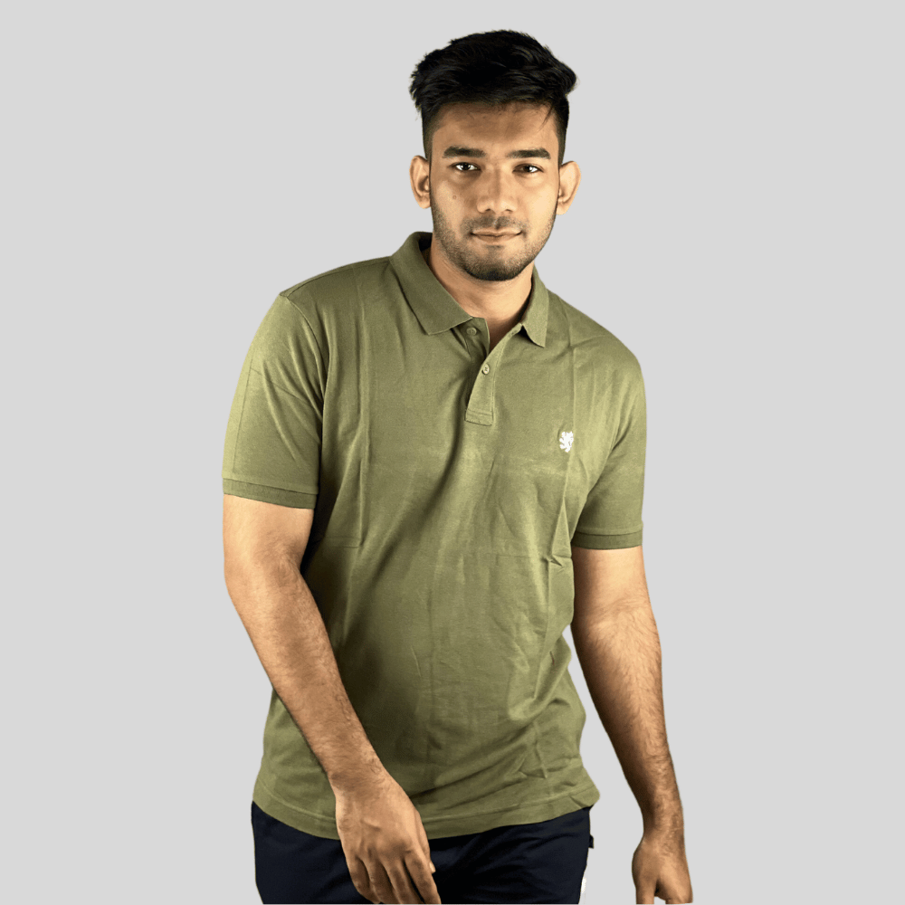 Scarlet Essence: Premium Olive Cotton Polo – Carefully Crafted in Bangladesh