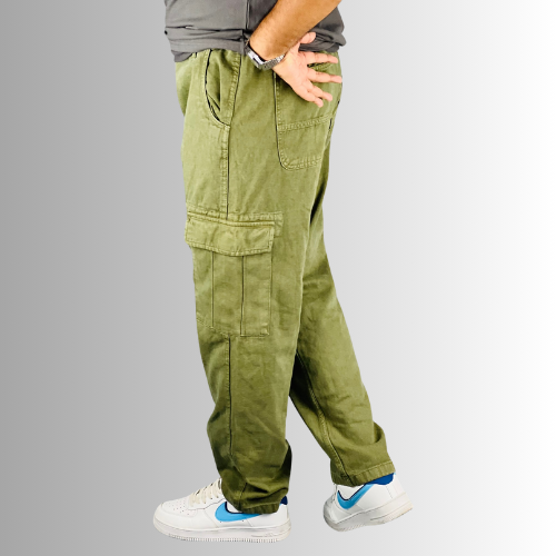 Men's 6-Pocket Baggy  Pants - Olive STUNNER MART