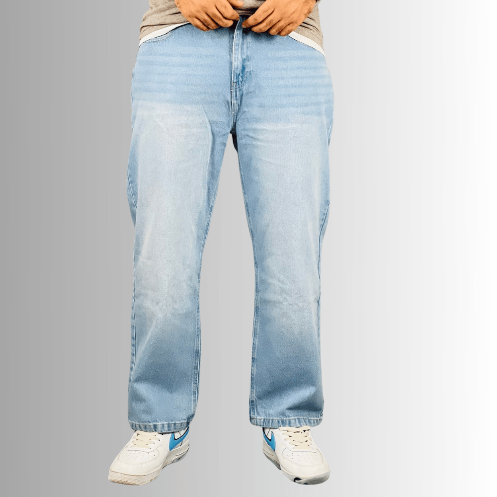 Light Blue Baggy Pants - Cotton & Spandex, Exclusive on StunnerMart