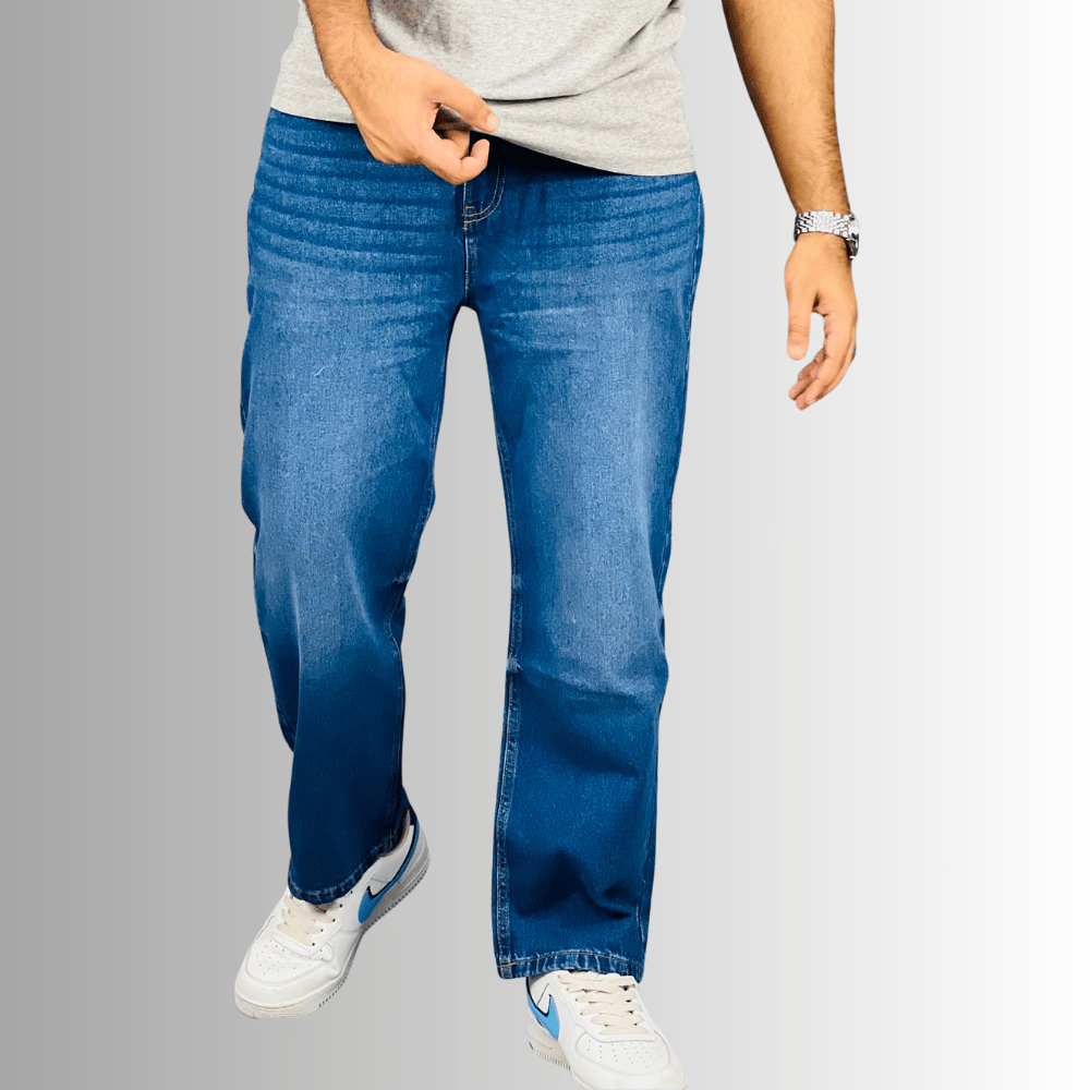 Washed Navy Blue Baggy Pants - Cotton & Spandex, Exclusive on StunnerMart