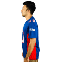 Stunner Mart Blue Red Premium Jersey: Elevate Fan Fashion with Striking White Rubber Print. Limited Edition. Shop Now