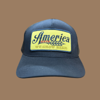 "America We Grow Beer Trucker Navy Blue Caps and Hats"