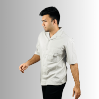 Stunner Mart Exclusive: Cream Dream Half Sleeve Hawaiian Shirt with Drop Shoulder and Single Pocket