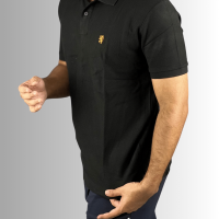 Men's Collar-Neck Regular Fit Cotton Polo T-Shirt - Color Black