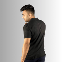 Men's Collar-Neck Regular Fit Cotton Polo T-Shirt - Color Black