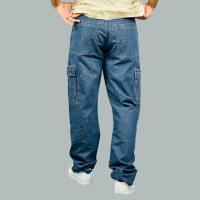 Stunner Mart's Blue Denim Cargo Chic: Baggy Fitted Men's Pant"