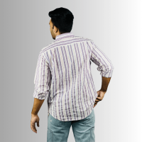 Stunner Mart Men's Full Sleeve Shirt: Purple and White Check