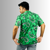 Island Breeze Green: Signature Half-Sleeve Hawaii Shirt with Printed Design