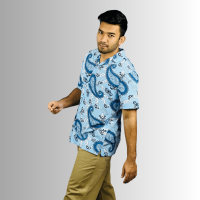 Sky Serenity: Island Breeze Half-Sleeve Shirt in Captivating Sky Blue