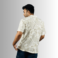 Coastal Cream: Island Breeze Half-Sleeve Shirt in Serene Cream