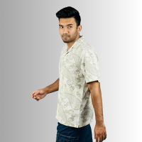 Coastal Cream: Island Breeze Half-Sleeve Shirt in Serene Cream