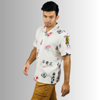 Stunner Mart's Comfort Remi Cotton: Half Sleeve Hawaii Shirt - Cream Elegance, Exclusive Global Export