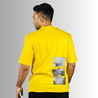 Sunny Radiance: Yellow Bliss Drop-Shoulder T-Shirt - Dual-Sided Print