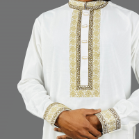Regal White: Hand-Embroidered Premium Cotton Panjabi
