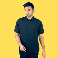 Timeless Sophistication: Stunner Mart's Exclusive Remi Cotton Hawaii Shirt in Black