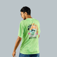 Stunner Mart Exclusive: Light Green Drop Shoulder T-Shirt with Printed Design