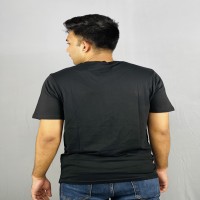 "Black Drop Shoulder Cotton T-Shirt with Unique Print"