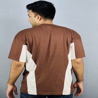 "Chocolate Drop Shoulder Cotton T-Shirt with Printed Design"