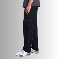 Men's Black 6-Pocket Baggy Denim Pants