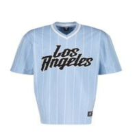 Light Blue Los Angeles Pinstripe cotton Jersey - V-Neck Casual T Shirt