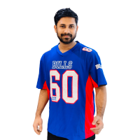 Stunner Mart Blue Red Premium Jersey: Elevate Fan Fashion with Striking White Rubber Print. Limited Edition. Shop Now