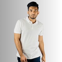Classic Comfort: White Cotton Polo T-Shirt