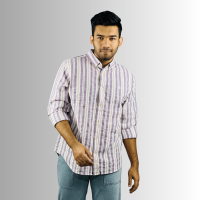 Stunner Mart Men's Full Sleeve Shirt: Purple and White Check