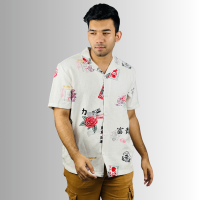 Stunner Mart's Comfort Remi Cotton: Half Sleeve Hawaii Shirt - Cream Elegance, Exclusive Global Export