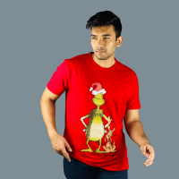 Grinch-themed Red Cotton Printed Premium Quality Item - Exclusively Exported on Stunner Mart