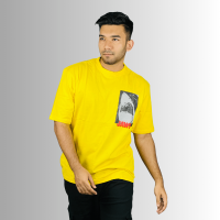 Sunny Radiance: Yellow Bliss Drop-Shoulder T-Shirt - Dual-Sided Print