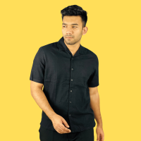 Timeless Sophistication: Stunner Mart's Exclusive Remi Cotton Hawaii Shirt in Black