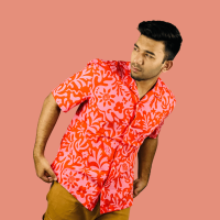 Hawai Orange Pink Mix Shirt: Vibrant Tropical Style at Its Best