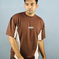 "Chocolate Drop Shoulder Cotton T-Shirt with Printed Design"