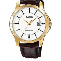 "Casio MTP-V004GL-7AUDF Men's Analog Quartz Watch with Leather Band