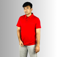 "Men's Classic Red Cotton Polo T-Shirt"